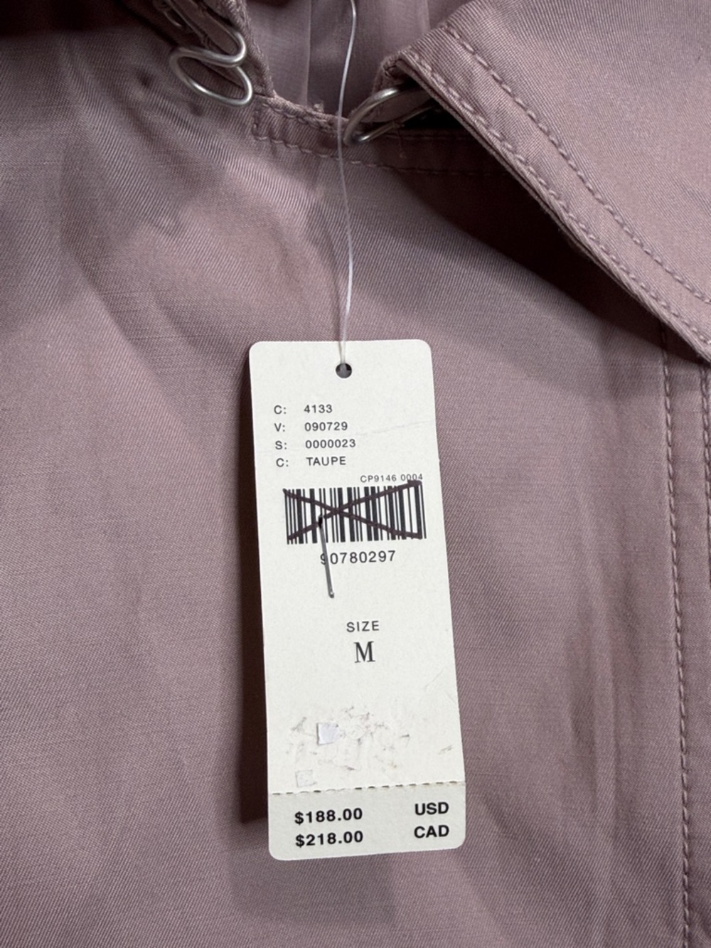 Anthropologie Mauve Trench Coat Lightweight Long Jacket Chic Minimalist. Size M - Picture 7 of 11